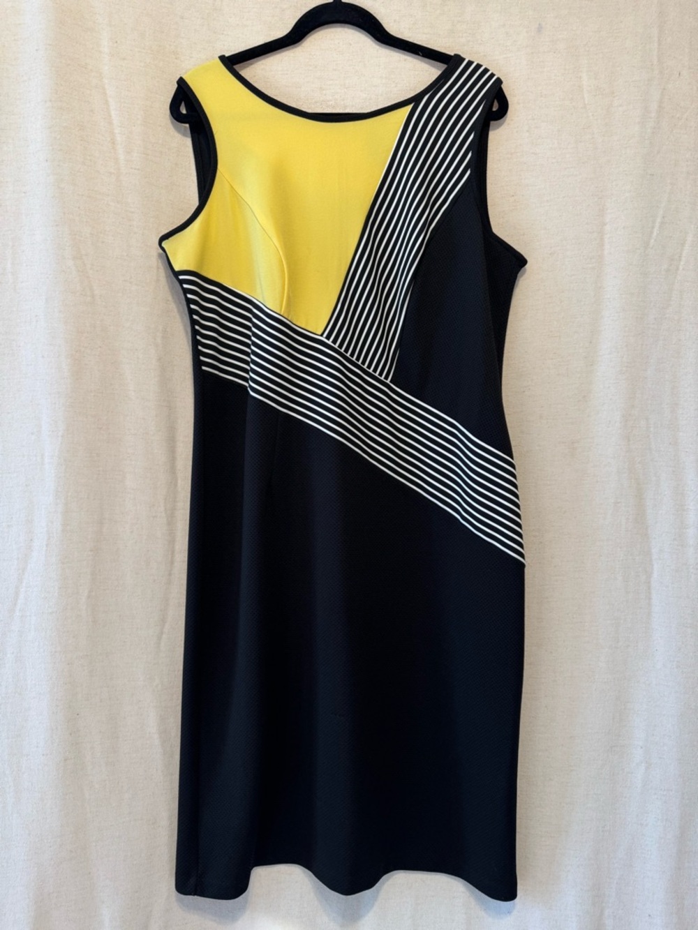 Ashro Colorblock Sheath Dress Size 16 Black Yellow